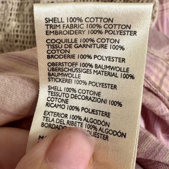 Free People We the Free Double Cross Lace Pink Plaid Top - Picture 7 of 7